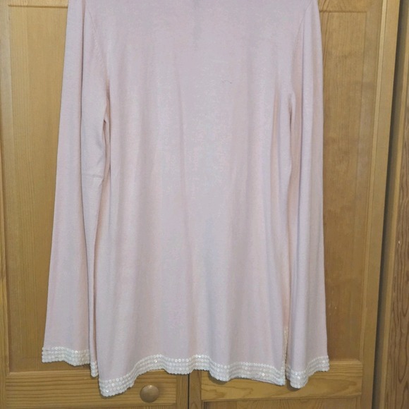 J McLaughlin Sweater Tunic Size Large Pink Sequin Trim - Picture 11 of 12